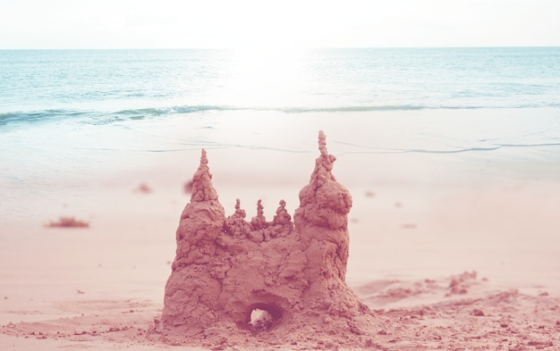 사진 바다 해변에 모래 성