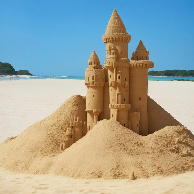 A sand castle on the seashore Summer vacation travel