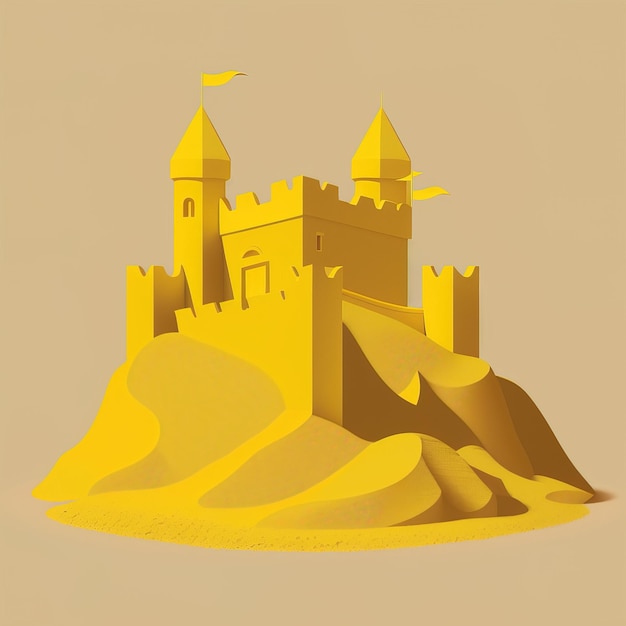 Замок из песка Векторный плоский простой плоский цвет фона