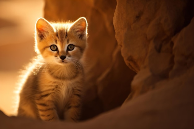 Sand cat cub in a wild