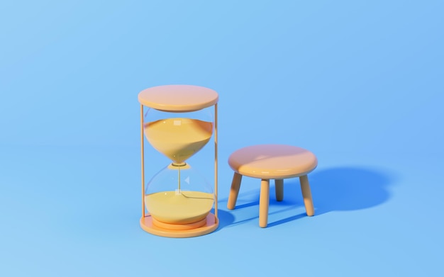 Sand clock and cartoon room 3d rendering