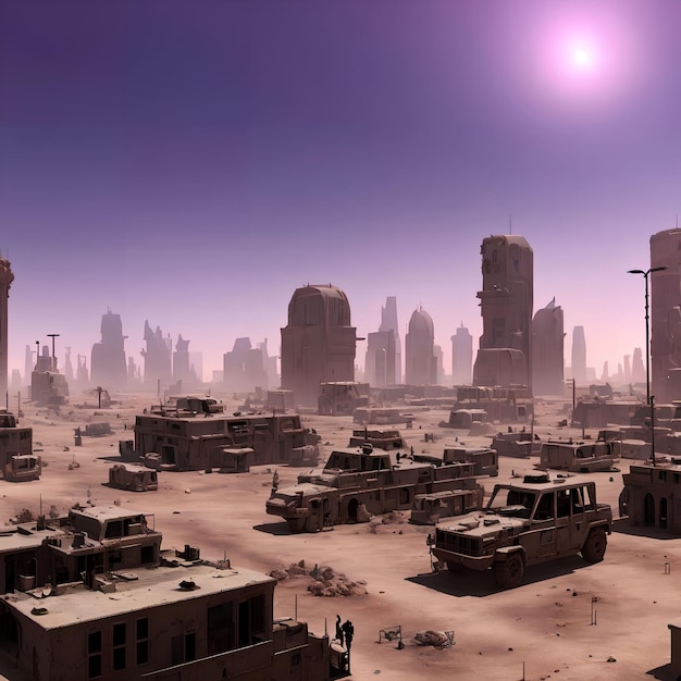 Sand desert abandon city generative art by AI