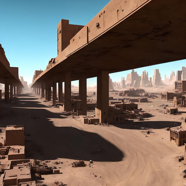 Sand desert abandon city generative art by AI