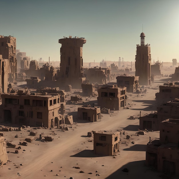 Sand desert abandon city generative art by AI