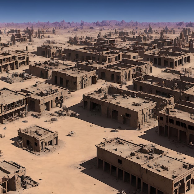 Песчаная пустыня покидает город, генеративное искусство AI