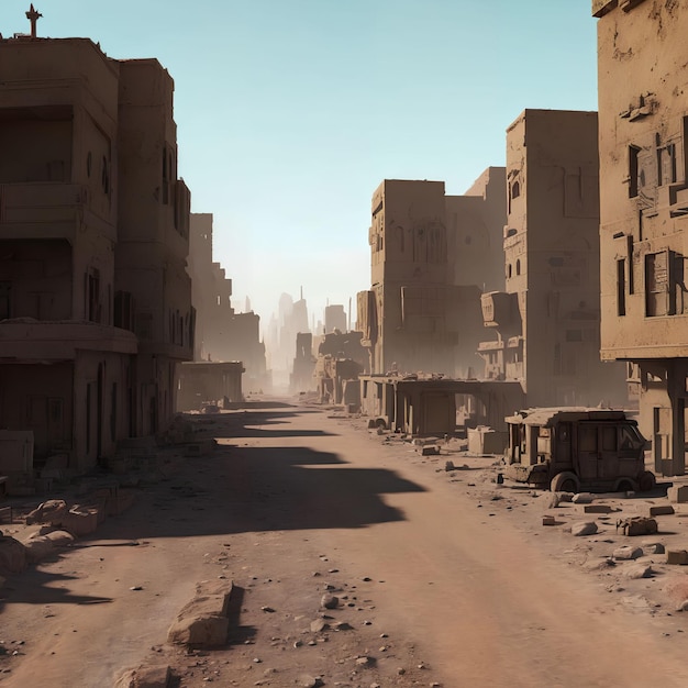 Sand desert abandon city generative art by AI