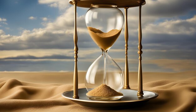 a sand dune is under a hourglass