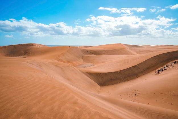 Sand dune with ripples between desert in maspalomas