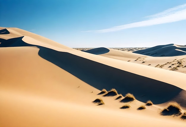 Sand dunes under a clear blue sky