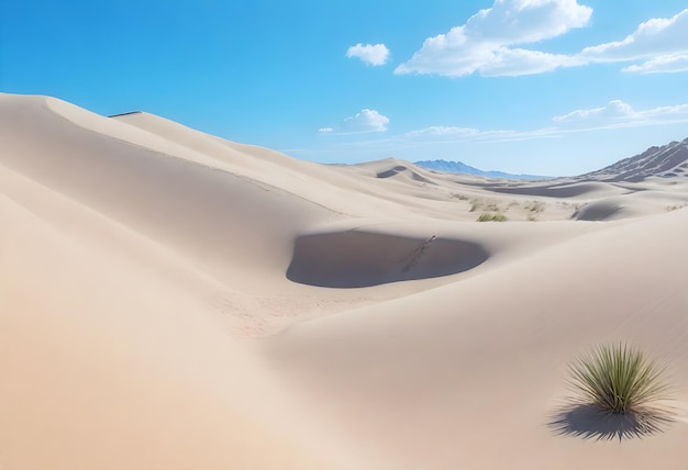 Sand dunes under a clear blue sky