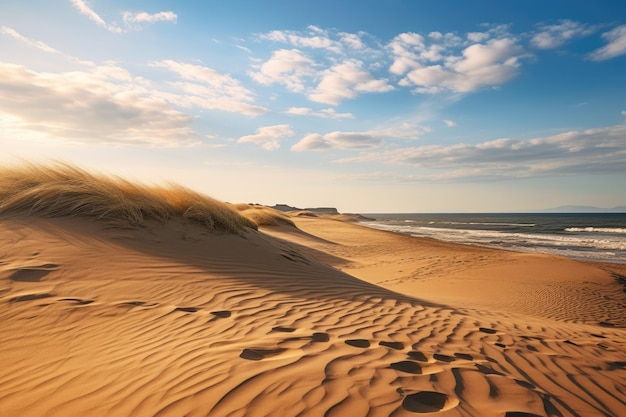 Sand dunes on the coast of the northern sea ai generative