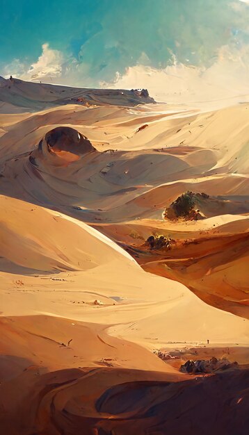 Sand dunes desert background design 3D illustration