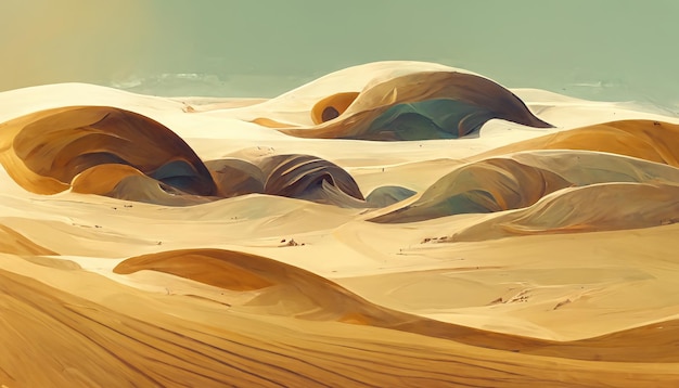 Sand dunes desert background design 3D illustration