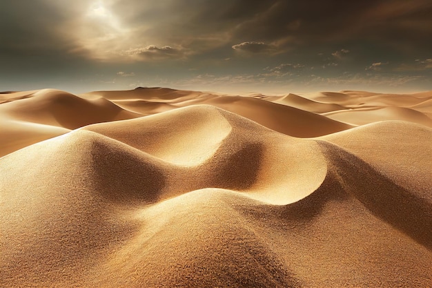 Sand dunes in the desert hot and dry desert landscape