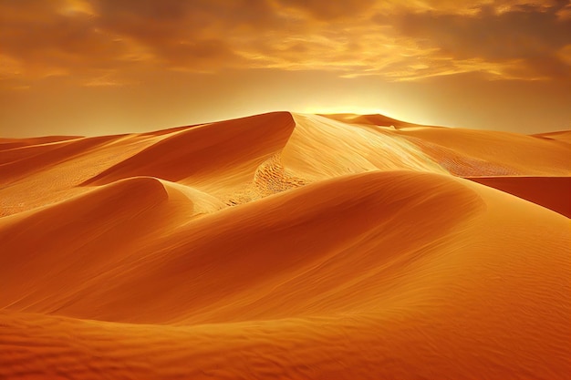 Sand dunes in the desert hot and dry desert landscape