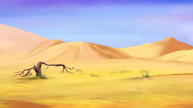 Sand dunes in the desert illustration