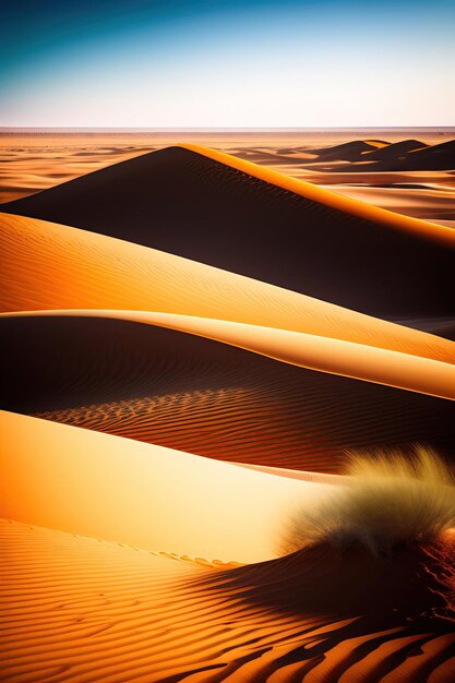 Sand dunes in the desert.