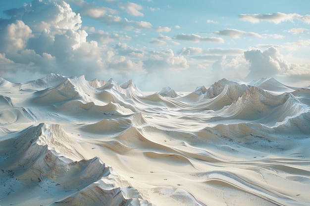 Sand dunes shaped like waves in a vast desert octa