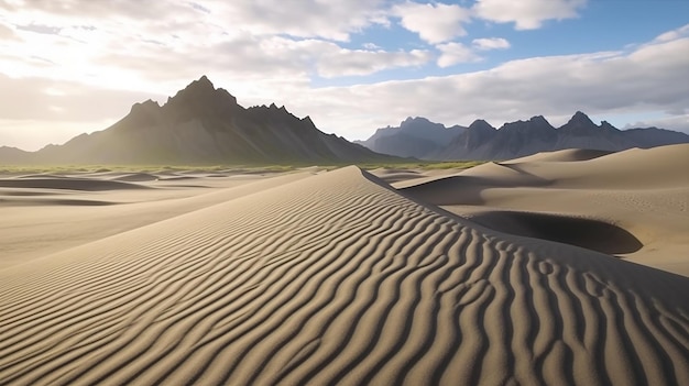 Photo sand dunes on the stokksnes on southeastern icelandic coast with vestrahorn batman mountain