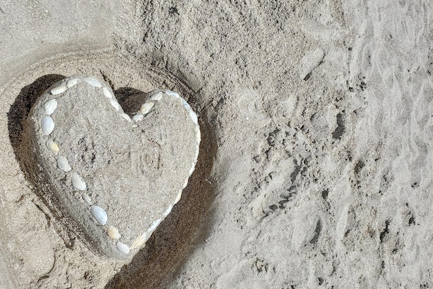 Sand heart love heart valentine39s day february 14 copyspace