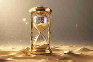 Photo sand hourglass vintage clock timer with transparent glass and gold particles