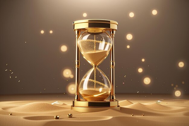 Photo sand hourglass vintage clock timer with transparent glass and gold particles