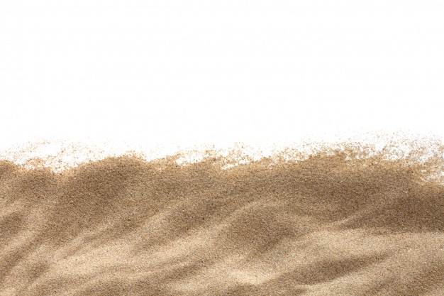 The sand isolated . Flat lay, top view. Copy space.