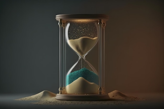 Sand running through the bulbs of an hourglass measuring the passing time in a countdown to a deadline Neural network AI generated