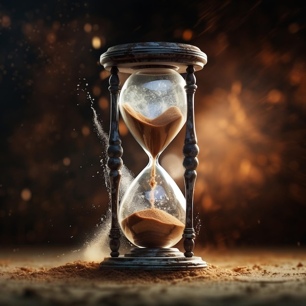 Sand running through the hourglass Time is running out concept