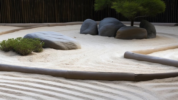 Foto una scultura di sabbia nel giardino di sabbia