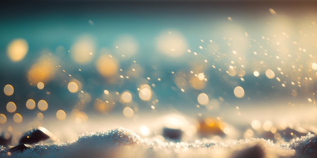 Sand and sea beach summer with defocused ocean and bokeh lights abstract blurred seashore