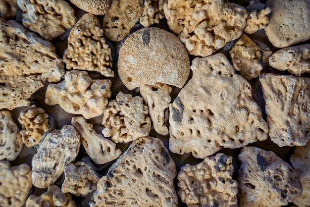 Sand stones at the wall