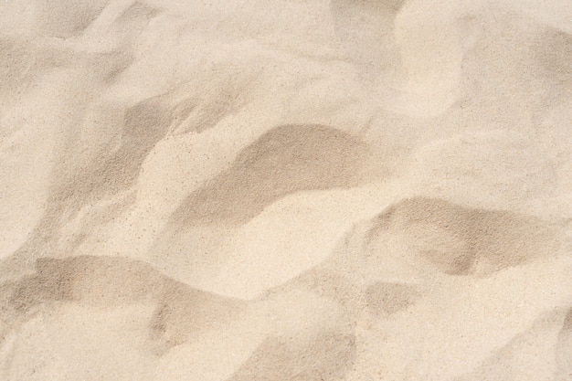 砂のテクスチャの背景。熱帯のビーチからの茶色の砂漠のパターン。閉じる。