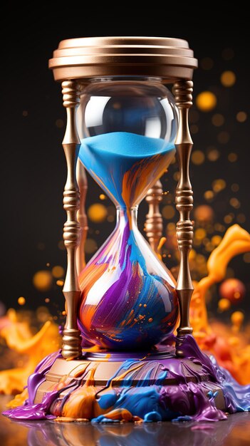 Sand of time in a glass vessel The illusion of infinity A riot of fire and colors