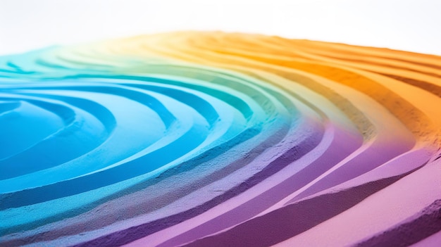 Sand with closeup rainbowcolored stripes generative ai
