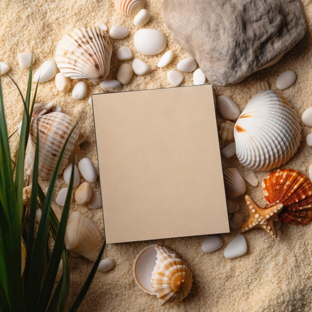 Sand with summer background summer free frame high quality ai generated image on white background