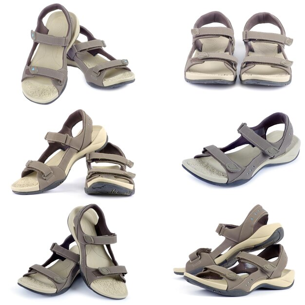 Sandalen collectie op witte achtergrond