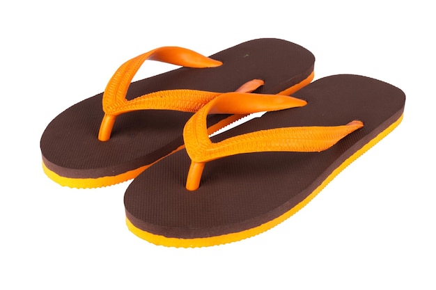 Sandalen slippers kleur bruin oranje geïsoleerd op een witte achtergrond