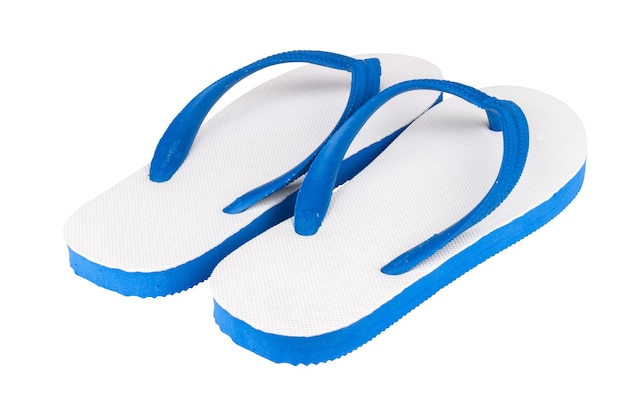 Sandals flip flops color blue isolated on white background