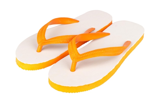 Sandals flip flops color orange isolated on white background