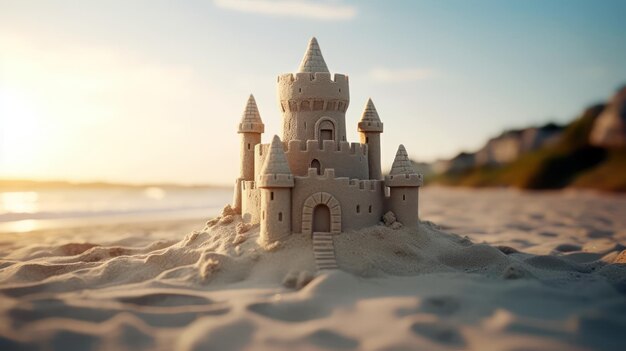 Premium AI Image | a sandcastle and a beautiful beach