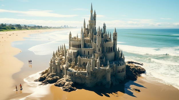 Sandcastles towering over the beach