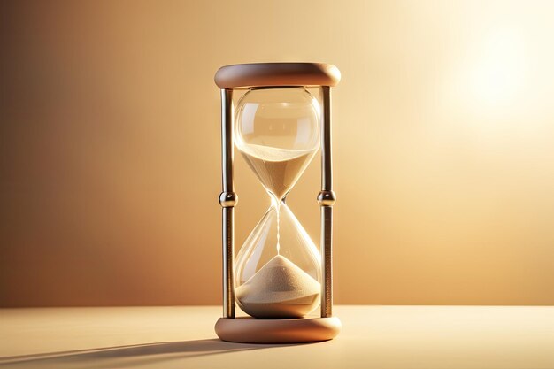 Sandglass with shadow indicating the final moment and blank space