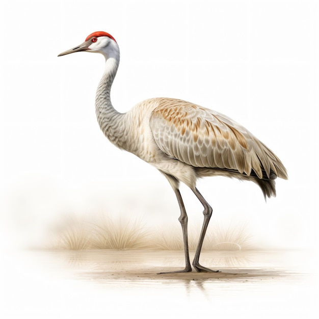 Sandhill Crane bird isolated on a white