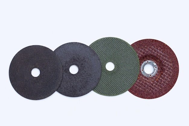 Sanding discs on white backgroun Angle grinder tool