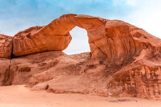 Sands and mountains of Wadi Rum desert in Jordan beautiful daytime landscape