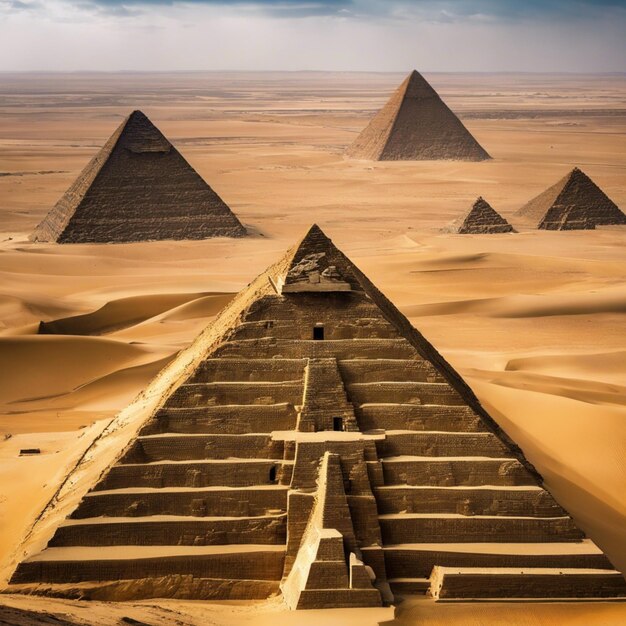 Premium AI Image  Sands of Time Exploring Egypts Majestic Pyramids
