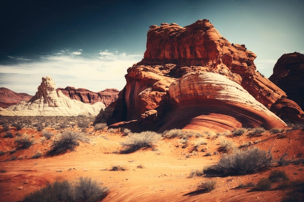 Sandstone red rock formations as background for travel to usa created with generative ai