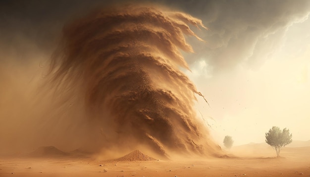 Photo sandstorm in the desert generative ai