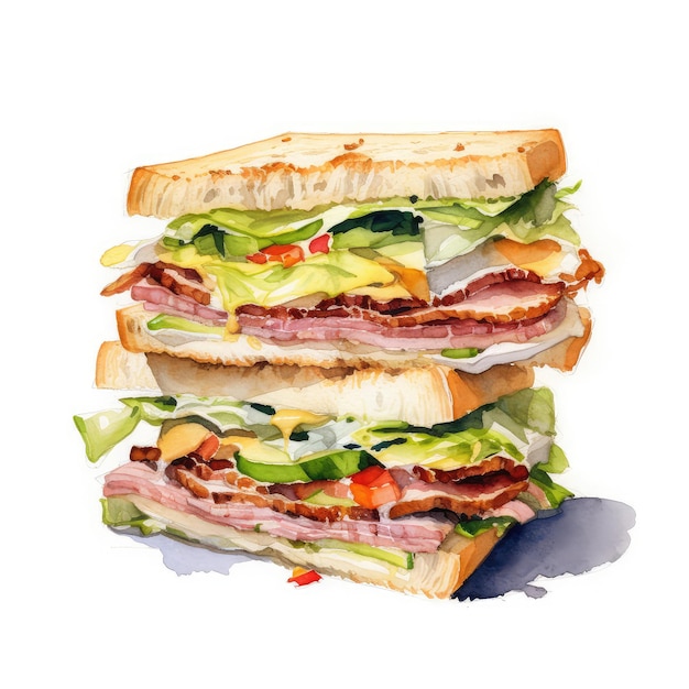 Sandwich aquarel illustratie generatieve ai